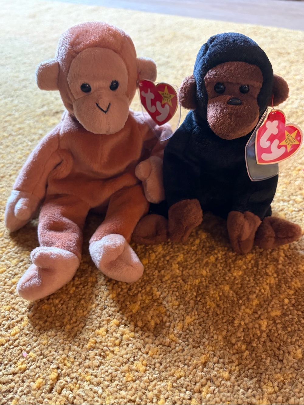 Ty Plush Monkey Pair - Brown and Black